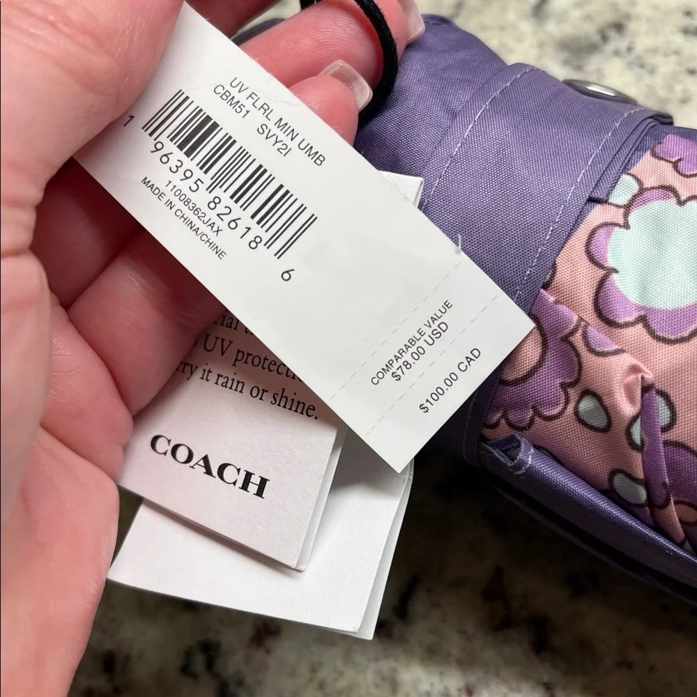 Coach UV Protection Mini Umbrella Floral Print NWT - Picture 7 of 7